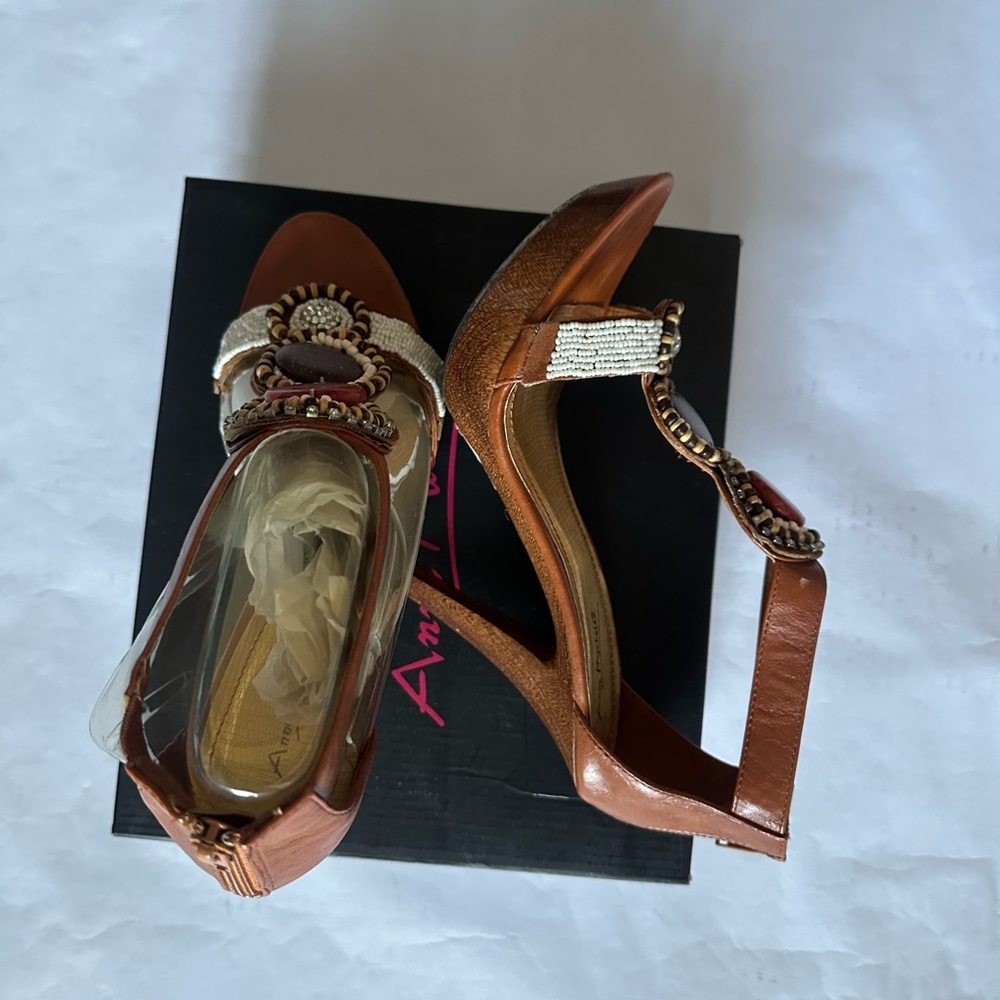 Anne Michelle Brown Embellished Women's Sandals - Picture 5 of 13